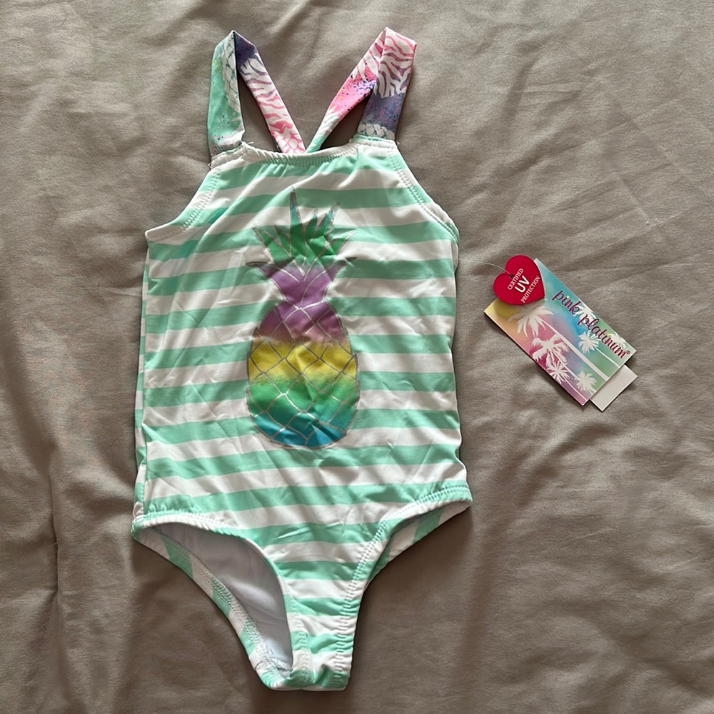 NWT Girls’ Striped Pineapple One-Piece Swimsuit
